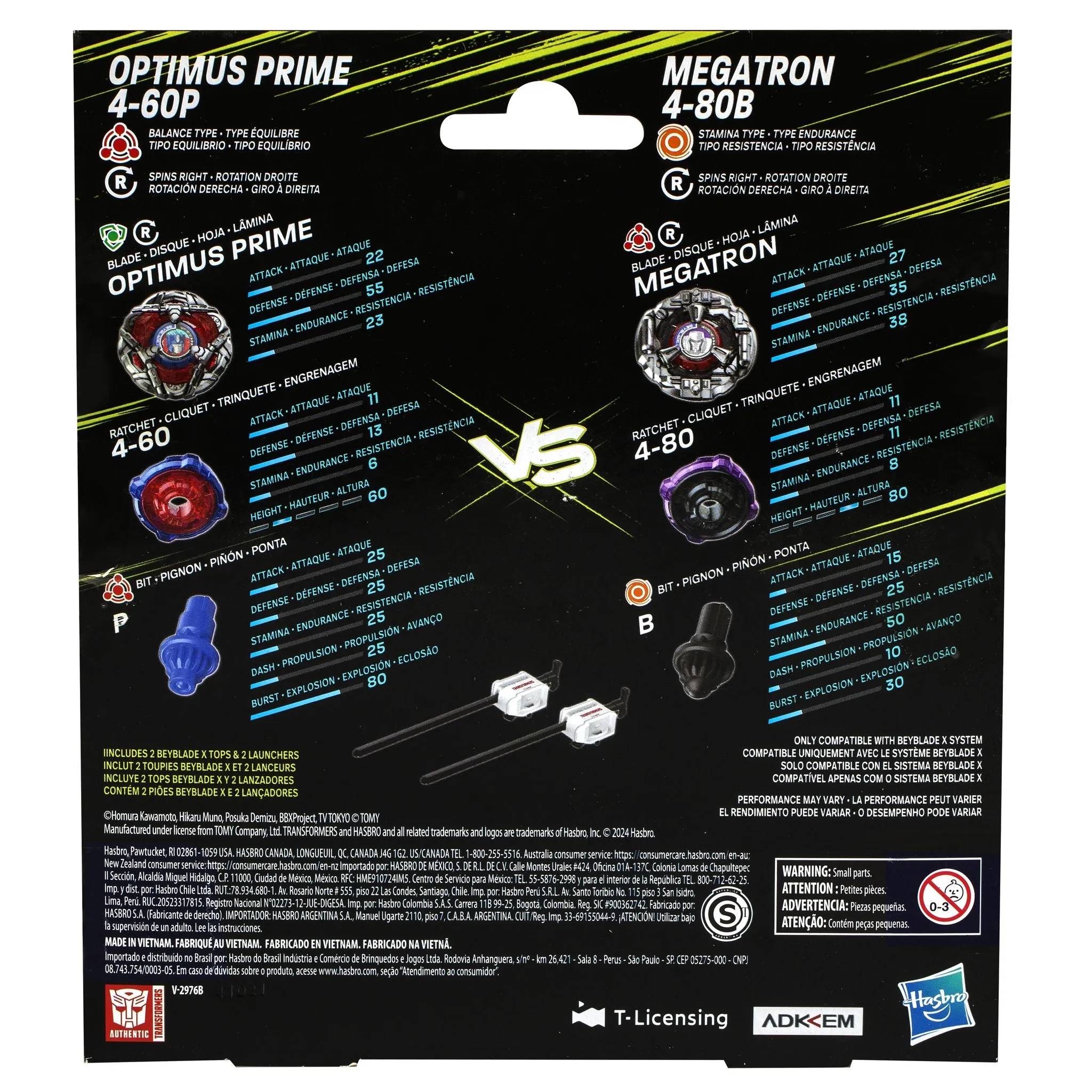 Beyblade X Transformers Collab Optimus Prime 4-60P vs. Megatron 4-80B