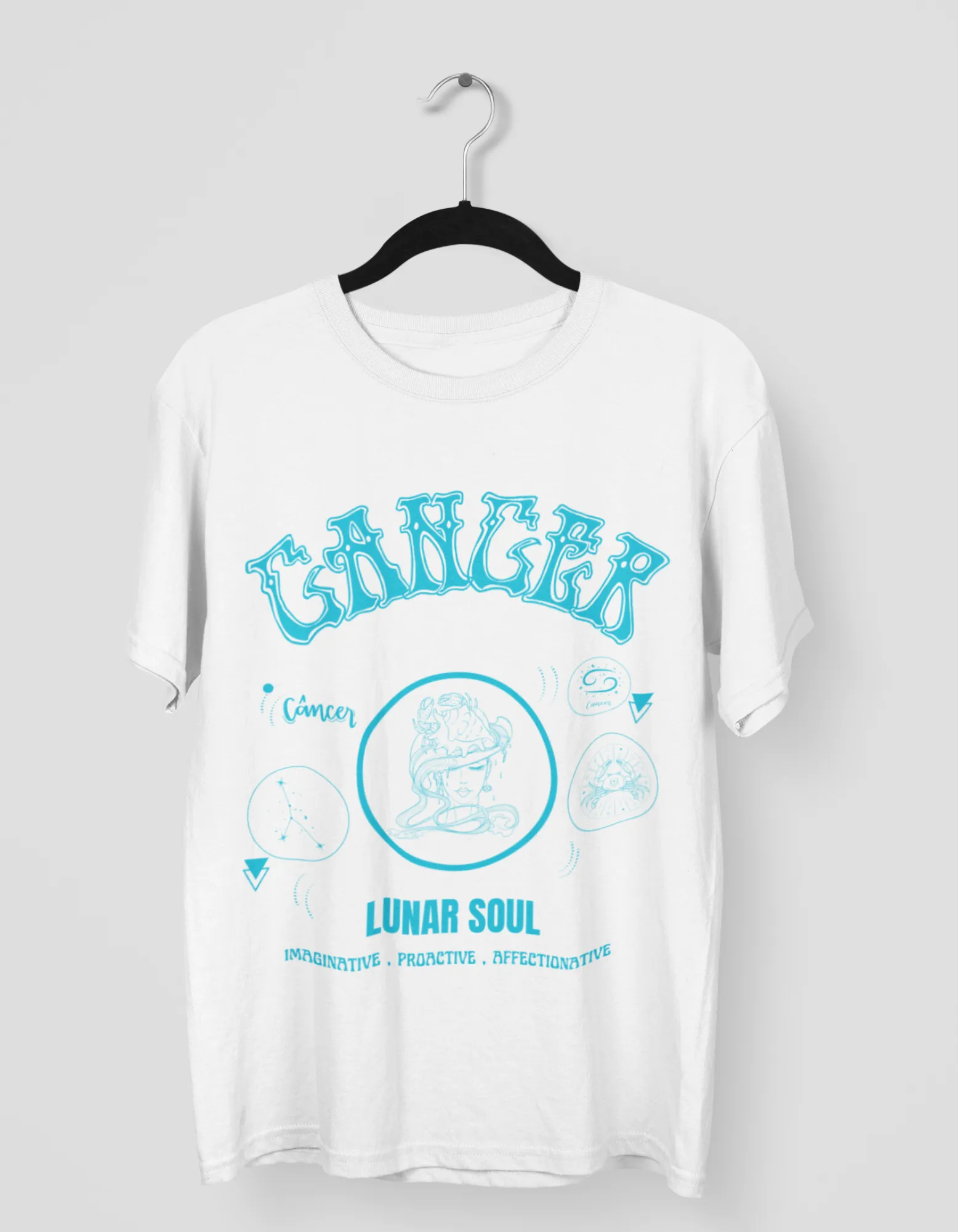 Cancer The Crab Graphic Printed Oversized T-Shirt For Women