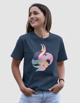 Capricorn Zodiac Graphic Printed Oversized T-Shirt For Women