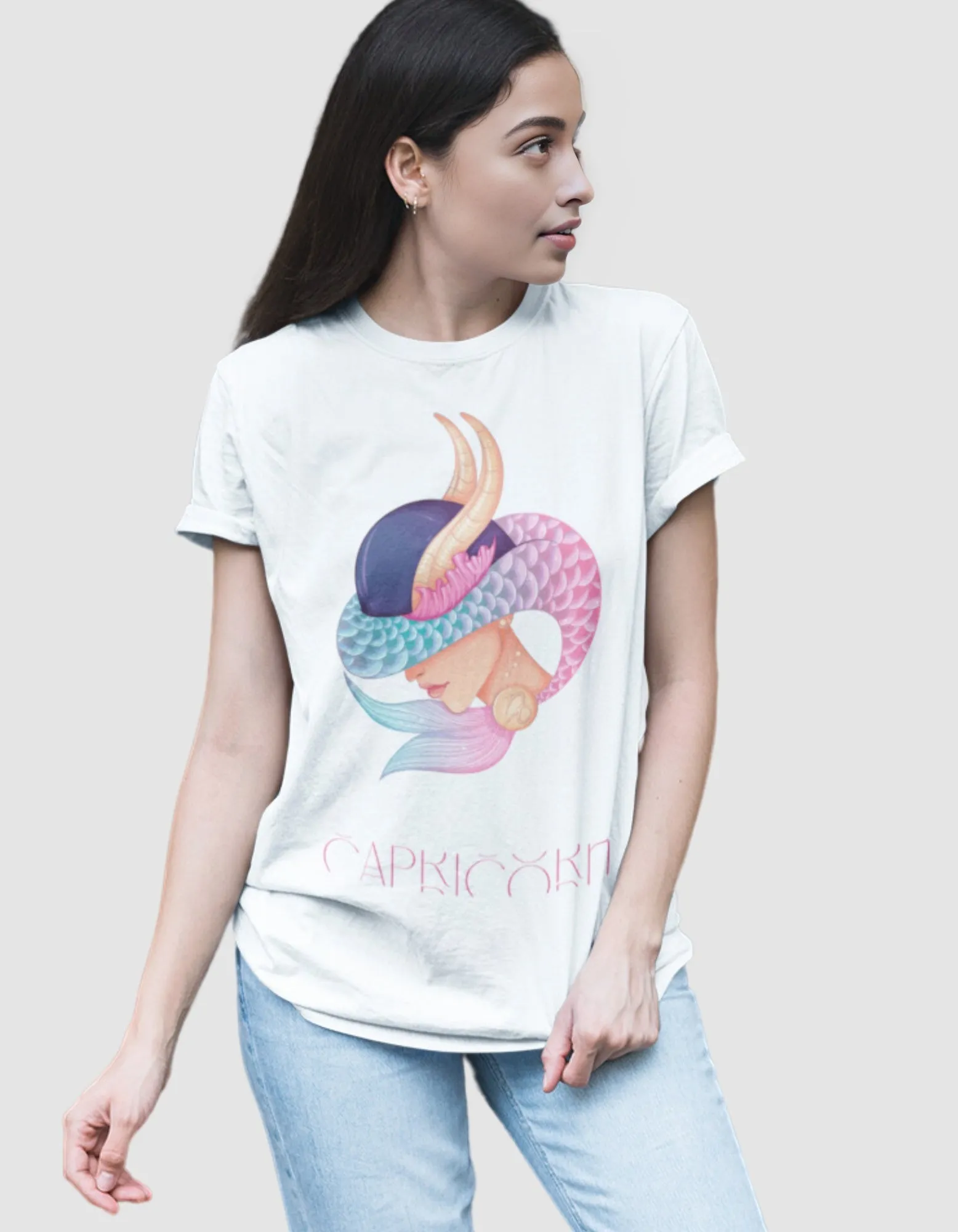 Capricorn Zodiac Graphic Printed Oversized T-Shirt For Women