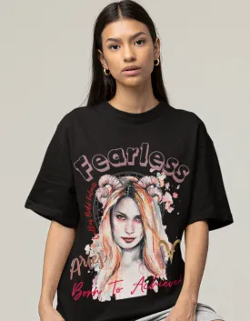 Fearless Aries Graphic Printed Oversized T-Shirt For Women