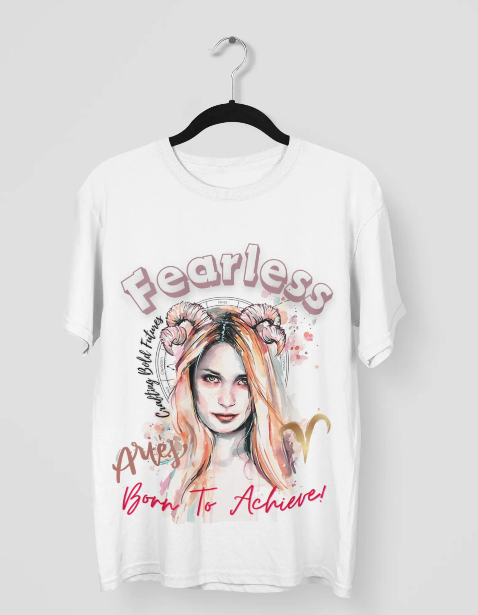 Fearless Aries Graphic Printed Oversized T-Shirt For Women