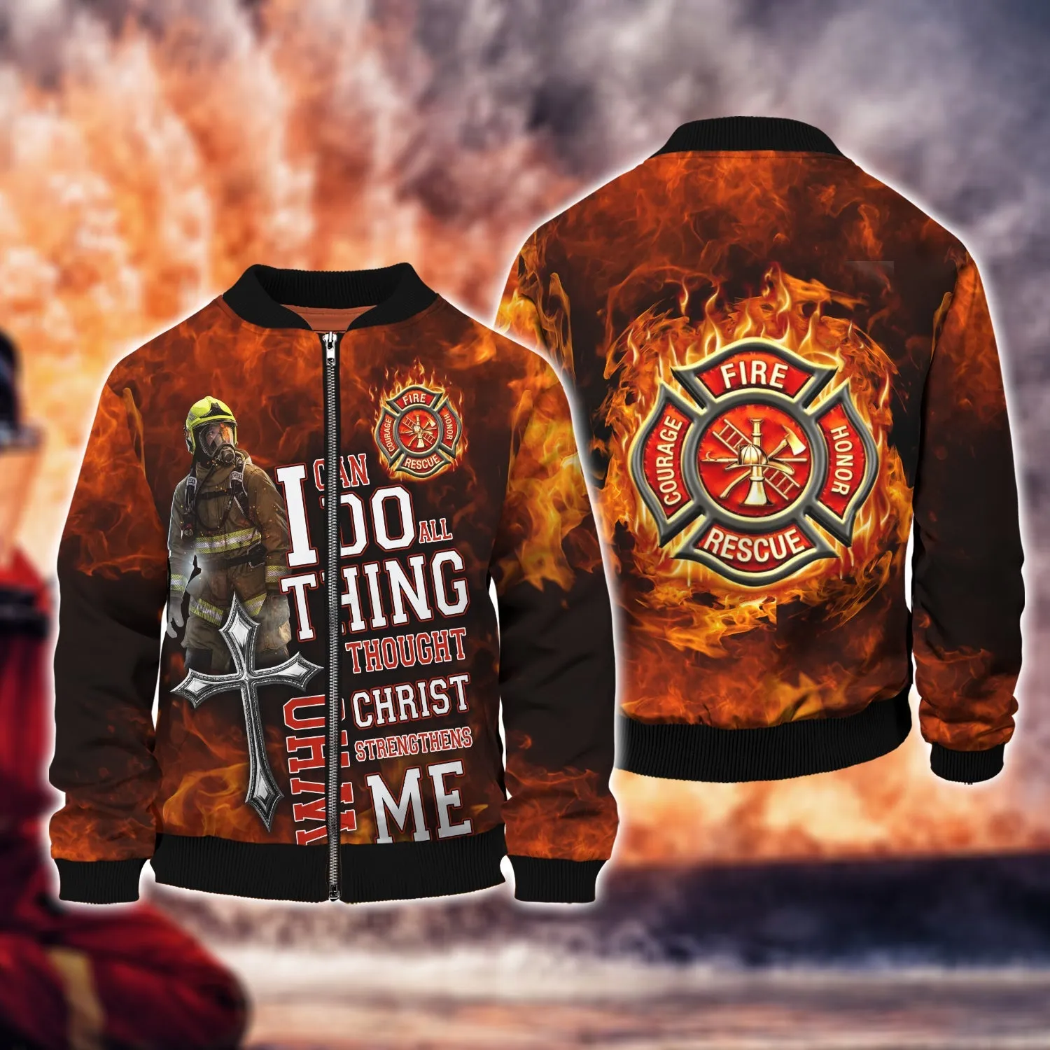 Love Firefighter I Can Do Any Thing 3D Sweatshirt Bomber Shirt, Firefighter Christmas Shirt Gift
