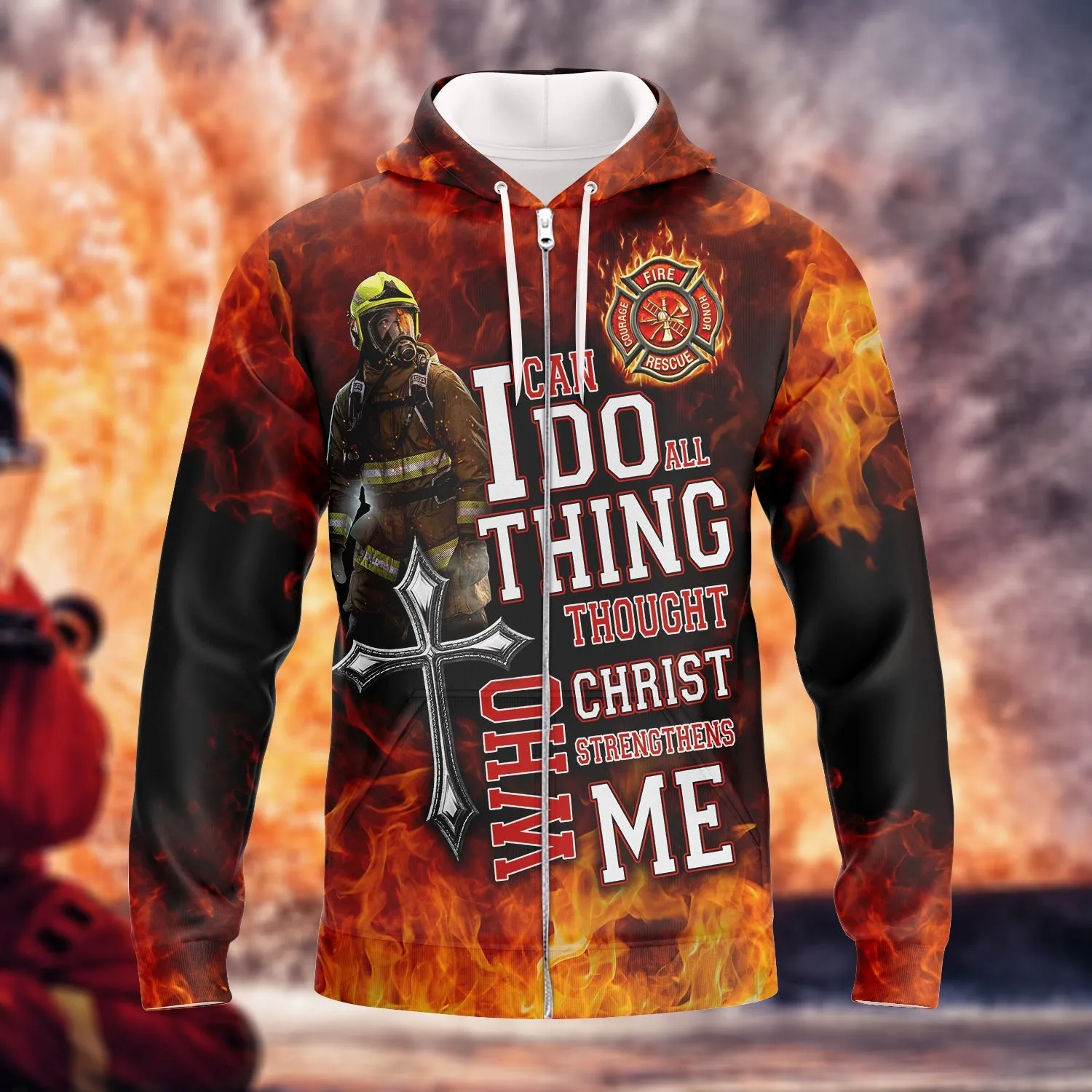 Love Firefighter I Can Do Any Thing 3D Sweatshirt Bomber Shirt, Firefighter Christmas Shirt Gift