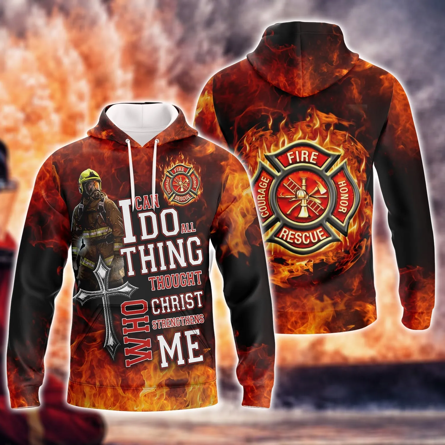 Love Firefighter I Can Do Any Thing 3D Sweatshirt Bomber Shirt, Firefighter Christmas Shirt Gift