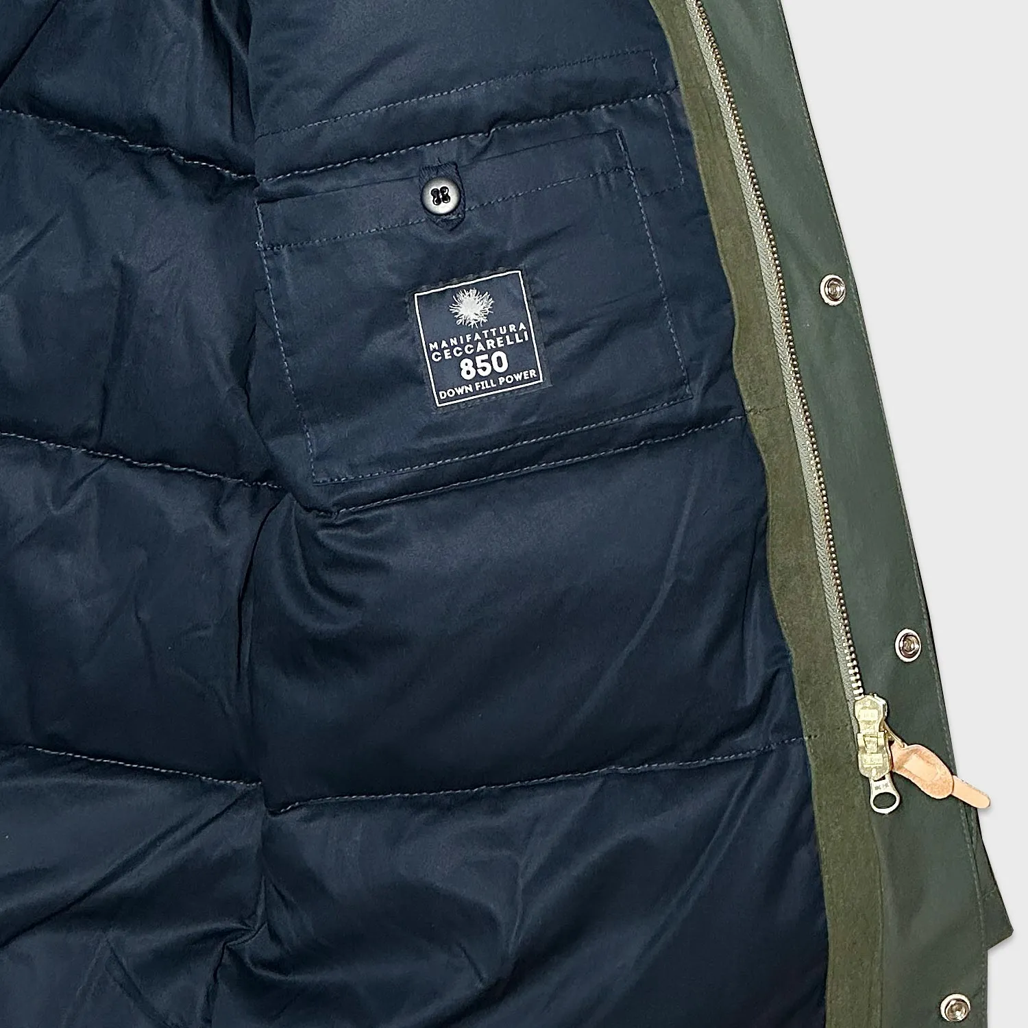 Manifattura Ceccarelli Army Green Water Repellent Padded Cotton Parka