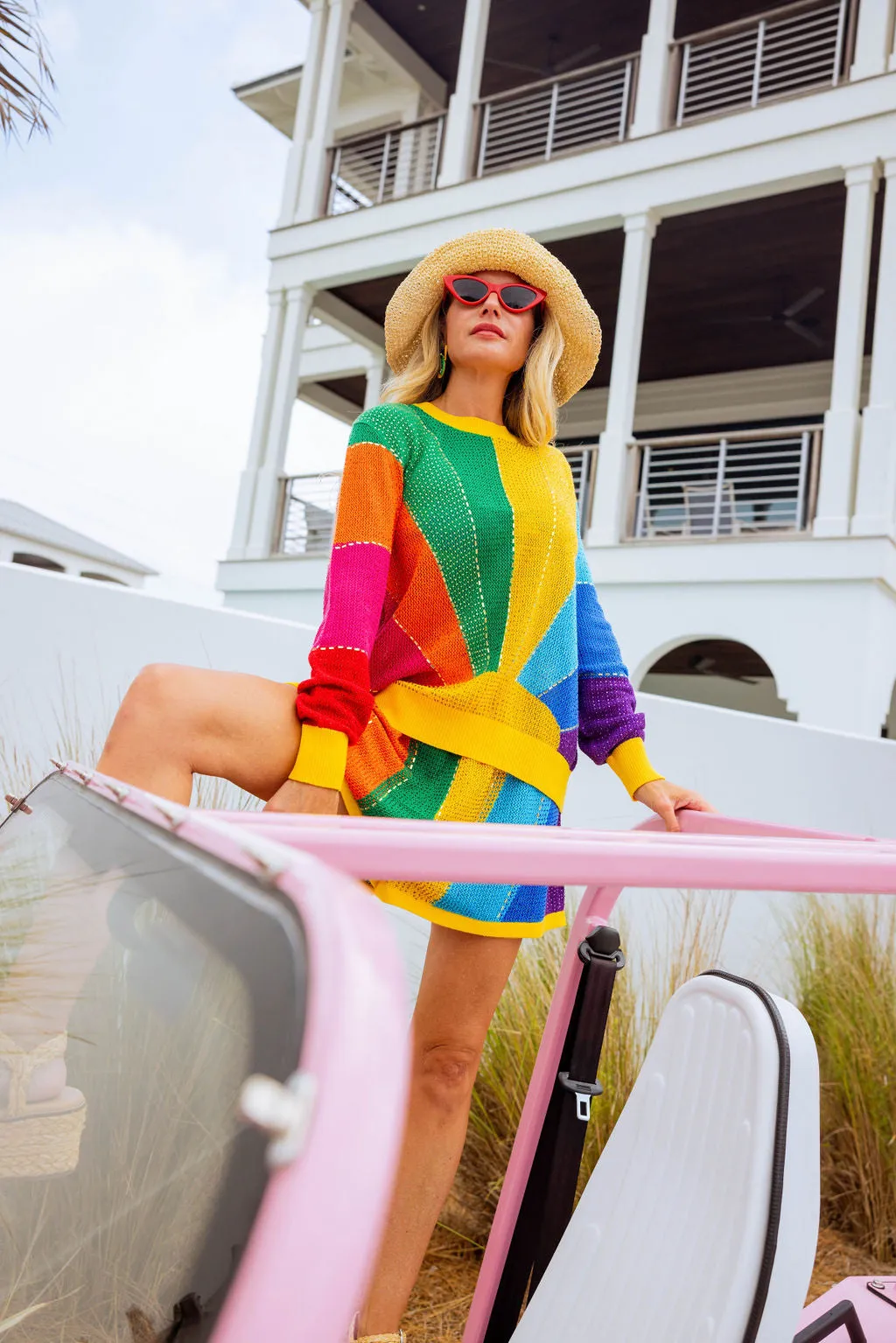 Rainbow Sunshine Rhinestone Short
