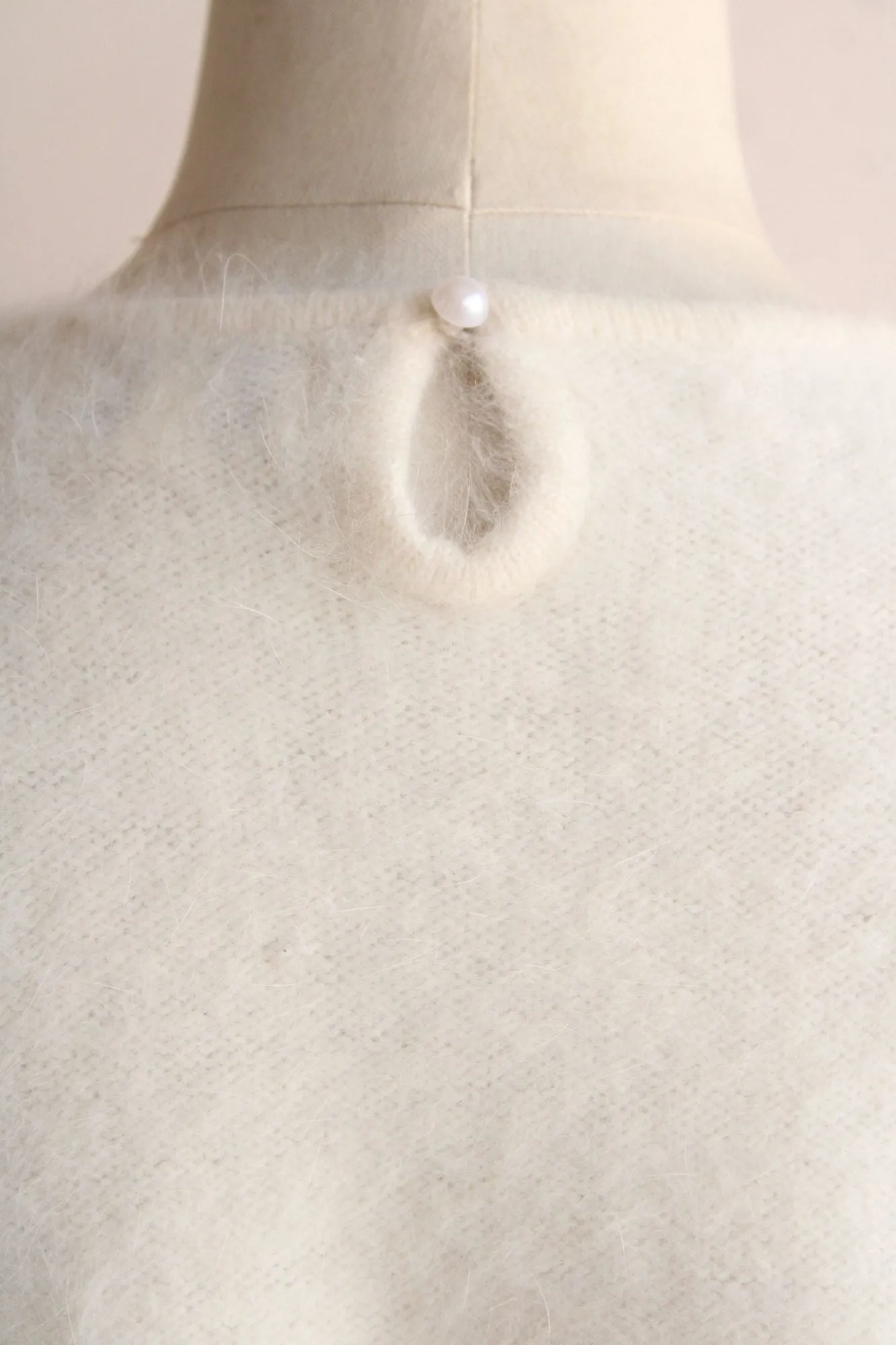 Vintage 1980s Ivory Angora Cardigan and Pullover Sweater Set