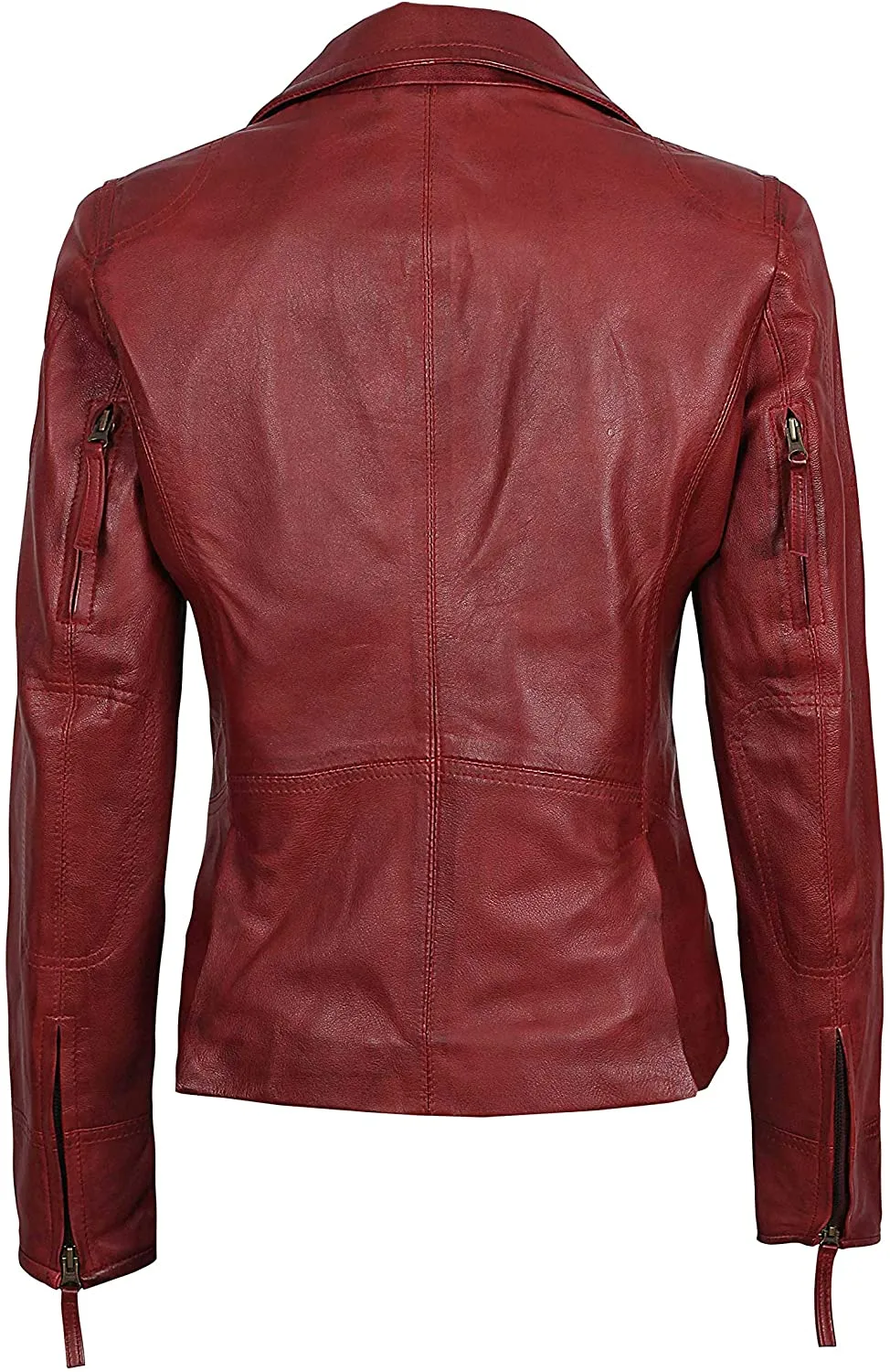 Women's Maroon Genuine Leather Jacket